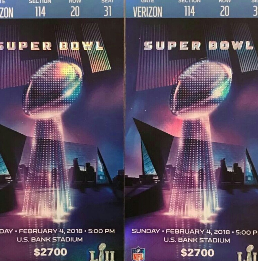 Super Bowl 52 LII Two Tickets PATROITS VS EAGLES